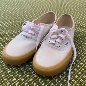 Vans Authentic off-white canvas shoe.